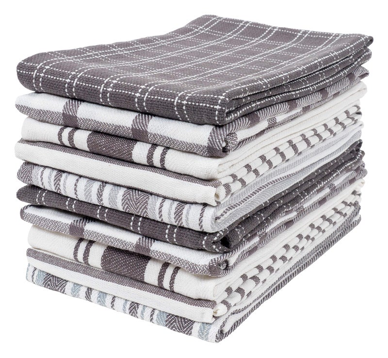 KAF Home Assorted Flat Kitchen Towels |100% Cotton - 18 x 28 inches | Ultra Absorbent Soft Dish Towels | Perfect for Cooking, Cleaning, and Drying Hands (Gray, 18 x 28-10 Pack) - Image 1